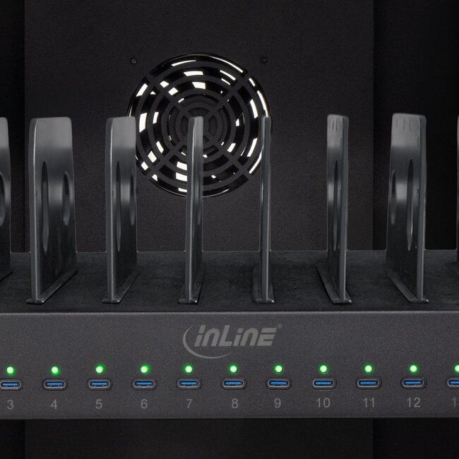 InLine® mobiele laadkast, 32x USB-C, 2000W, PD3, QC5, afsluitbaar, zwart