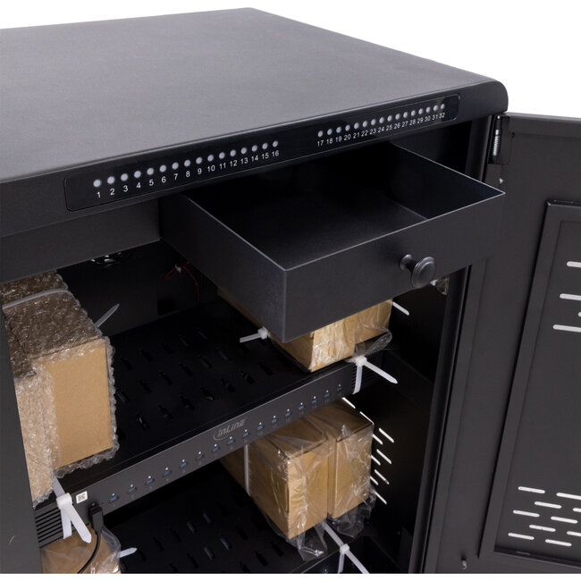 InLine® mobiele laadkast, 32x USB-C, 2000W, PD3, QC5, afsluitbaar, zwart