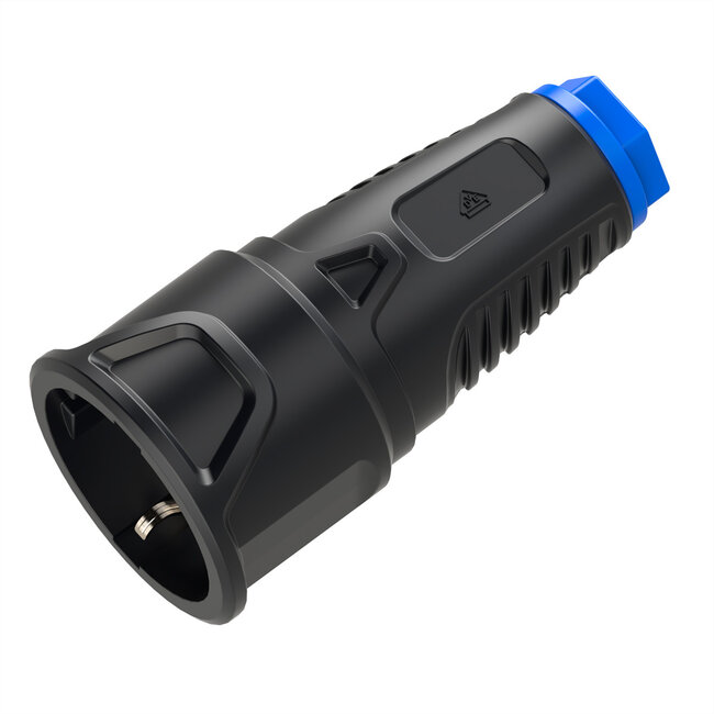 BACHMANN Schutzkontaktkupplung Gummi CEE7/3, schwarz-blau  IP20