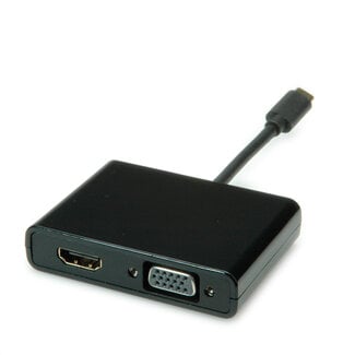 SECOMP STANDARD Display Adapter USB Typ C - VGA+HDMI, schwarz, 0,1 m