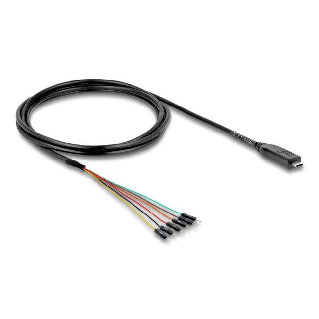 Delock Converter USB 2.0 Type-C™ to UART TTL (3.3 V) Interface with 6 x pin header male TX/RX/CTS/RTS and 5 V output voltage 1.8 m