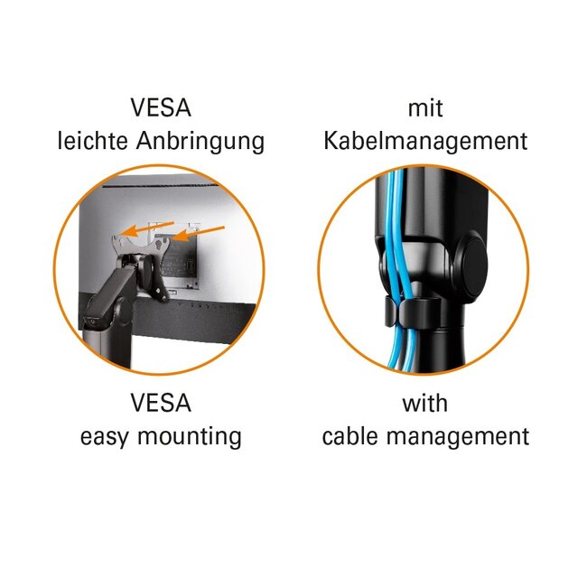 My Wall bureaubeugel | 1 monitor tot 32 inch | full motion met veersysteem | zwart