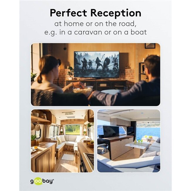 Goobay UHF/VHF/DVB-T/T2 antenne voor binnen | passief | 3 dBi | 2 meter