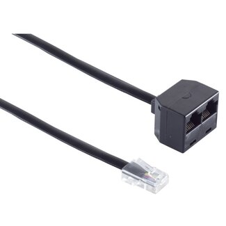 S-Impuls RJ45 telecom splitter | 8-aderig (8P8C) | 100 Ohm | zwart | 0,10 meter