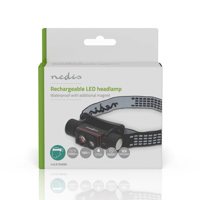 Nedis LED-hoofdlamp | oplaadbaar | 1000 lm | IPX8