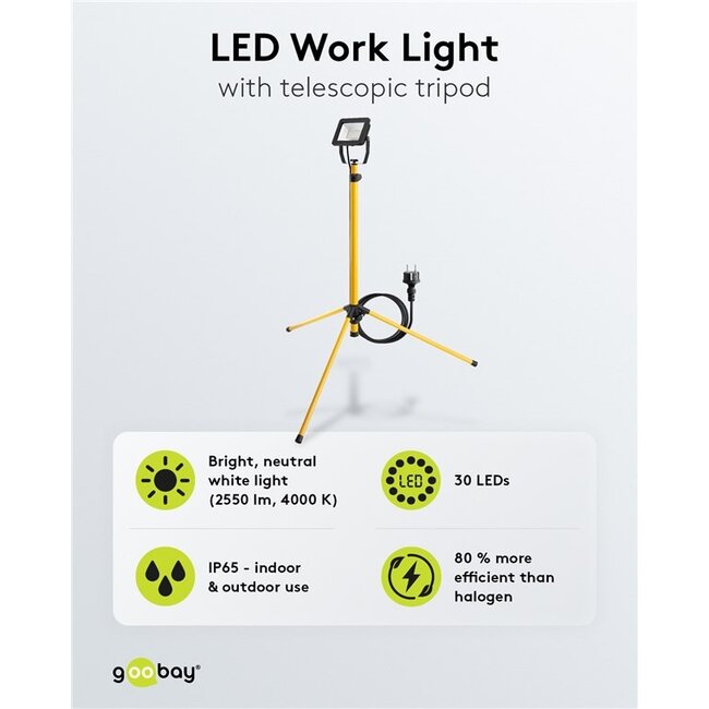 Goobay LED bouwlamp met vloerstandaard - 30W