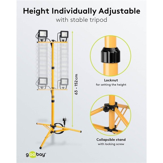 Goobay LED bouwlamp met vloerstandaard - 2x 20W