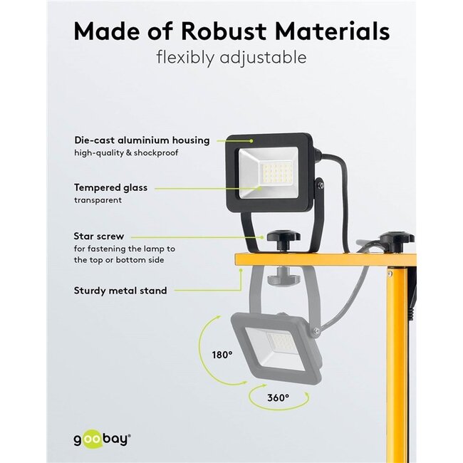 Goobay LED bouwlamp met vloerstandaard - 2x 20W