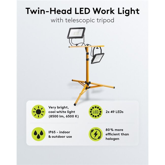 Goobay LED bouwlamp met vloerstandaard - 2x 50W