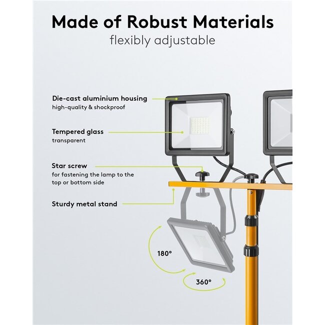 Goobay LED bouwlamp met vloerstandaard - 2x 50W