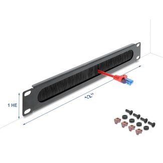 DeLOCK Delock 12″ Cable Management Brush Strip 1U dark grey