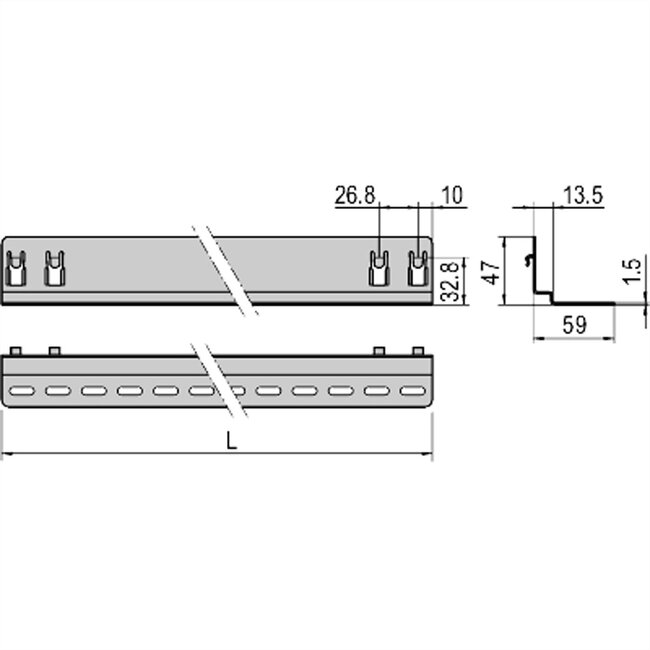 SCHROFF Eurorack Geleiderail, 25 kg, 600D, 5 paar