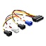 Power cable SATA 15 pin plug to 4 x 2 pin fan (12 V / 7 V / 5 V) 20 cm