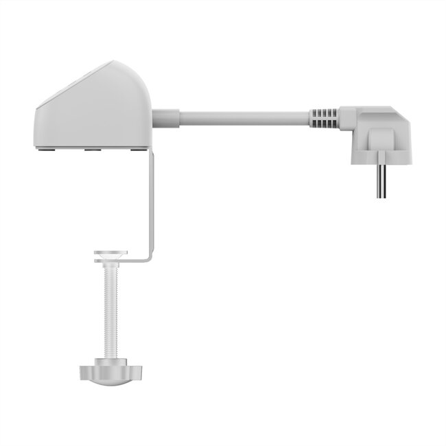 VALUE Tisch-Steckdosenleiste, 3fach mit Schalter, inkl. 3x USB (2x A, 1x C), mit Tischklemme, 1,5 m