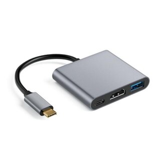 S-Impuls USB-C naar HDMI 4K 60Hz, USB-A en USB-C PD 100W adapter | aluminium | 0,10 meter