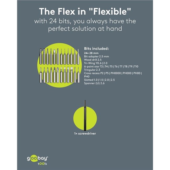 Goobay precisie-schroevendraaierset | 24 bits