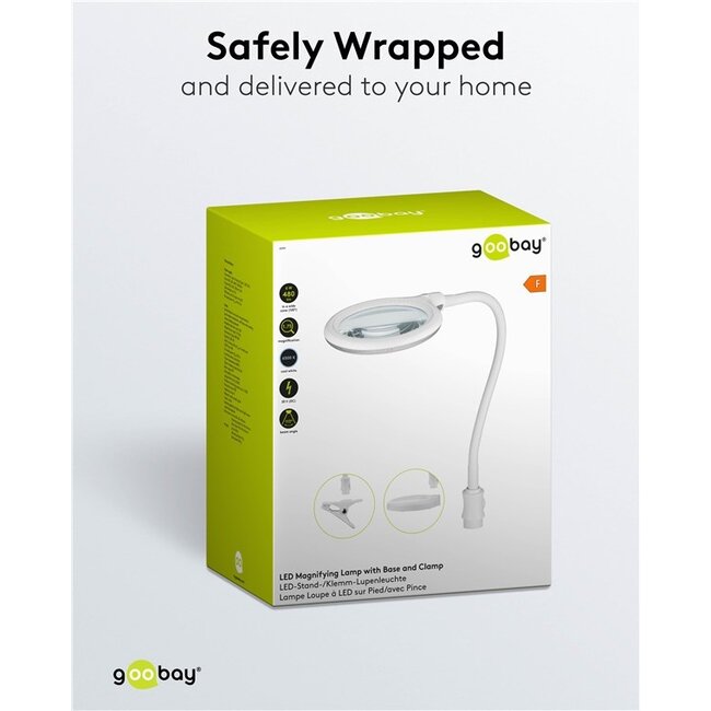 Goobay LED loeplamp | 480 lm | 6W | bureauklem en standaard | wit