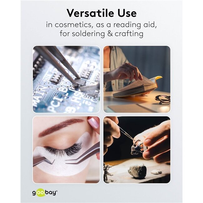 Goobay premium LED loeplamp | 650 lm | 8W | bureauklem | wit