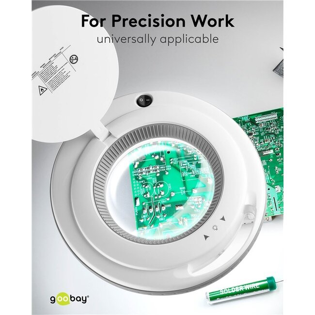 Goobay premium LED loeplamp | 730 lm (dimbaar) | 9W | bureauklem | wit