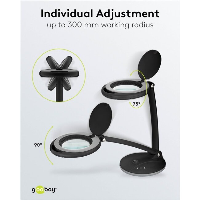 Goobay LED loeplamp | 450 lm (dimbaar) | 6W | bureaustandaard | zwart