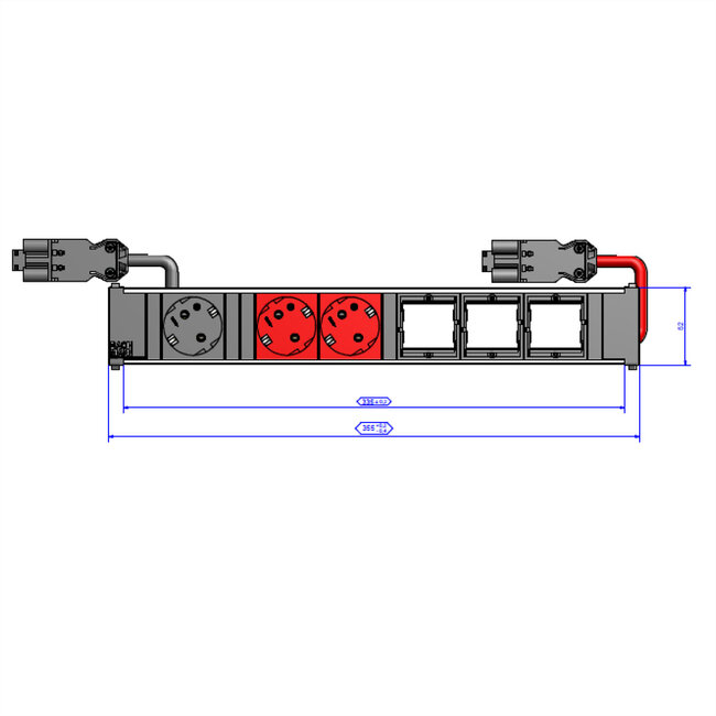 BACHMANN CONI 1xCEE7/3 2xCEE7/3 rood, Randaardecontact 1x zwart + 2x rood