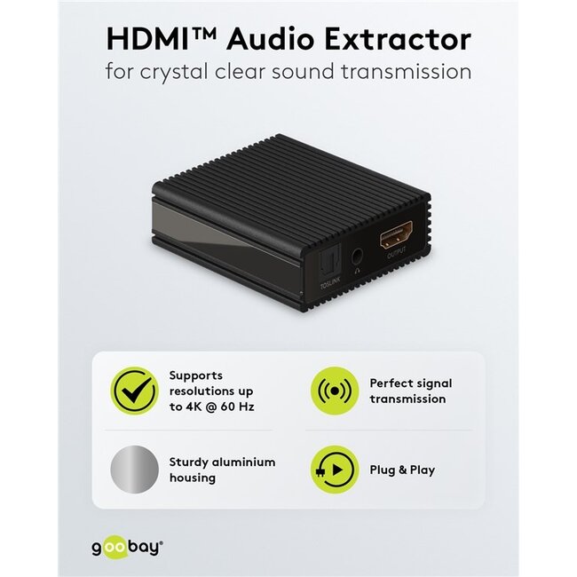 Goobay HDMI audio extractor met ARC converter | 2.1, 5.1 en ARC | HDMI2.0 (4K 60Hz)