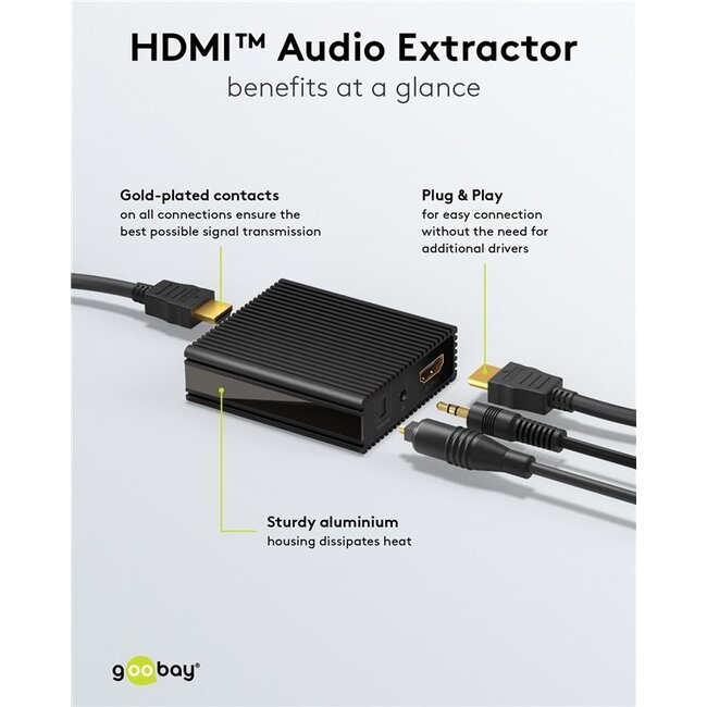 Goobay HDMI audio extractor met ARC converter | 2.1, 5.1 en ARC | HDMI2.0 (4K 60Hz)