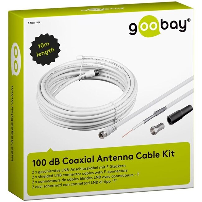 Goobay coaxkabel installatieset voor satellietschotel | 10 meter