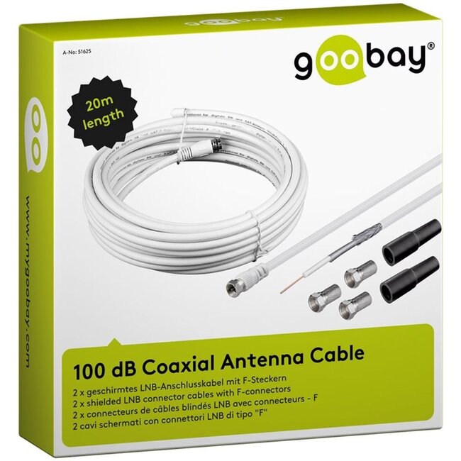 Goobay coaxkabel installatieset voor satellietschotel | 20 meter