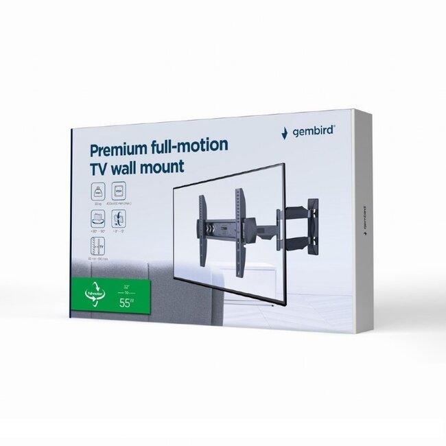 Gembird premium TV-muurbeugel | tot 55 inch | full motion | lang