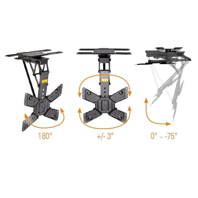 My Wall TV-plafondbeugel | tot 65 inch | gemotoriseerd | inklapbaar en draaibaar | app en afstandsbediening | zwart