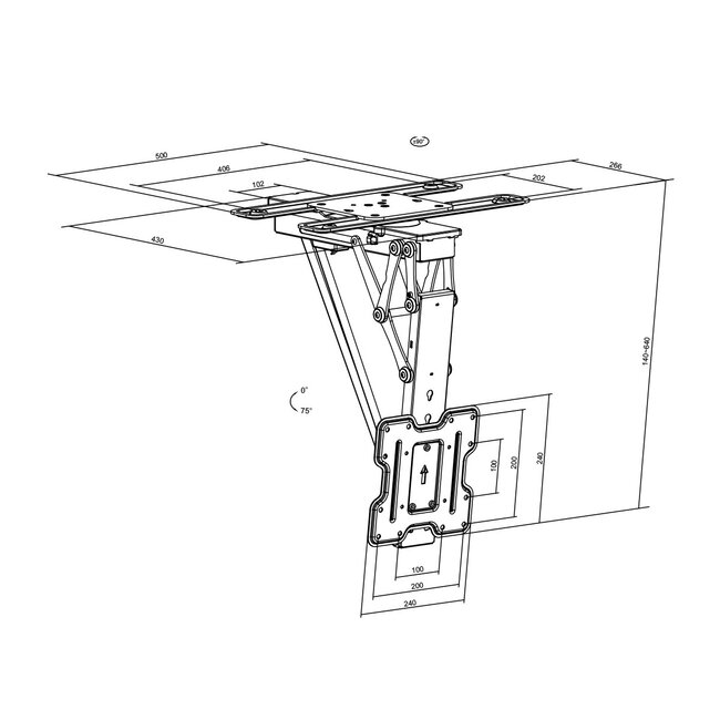 My Wall TV-plafondbeugel | tot 65 inch | gemotoriseerd | inklapbaar en draaibaar | app en afstandsbediening | zwart
