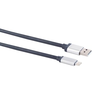 S-Impuls USB-C - USB-A kabel | USB2.0 | QC 18W | aluminium | 2 meter