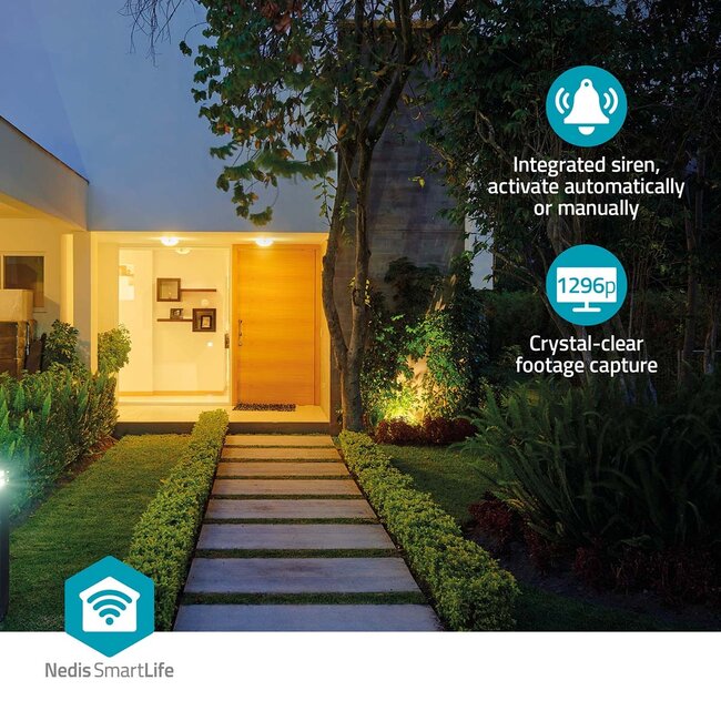 Nedis SmartLife outdoor camera met spotlight | draaien/kantelen | batterijvoeding | Wi-Fi | 3MP Full HD 1296p