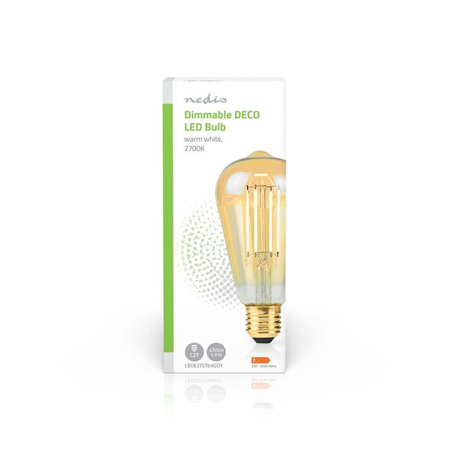 Nedis LED-filamentlamp | extra warm wit | dimbaar | E27 | ST64 | 4,9W