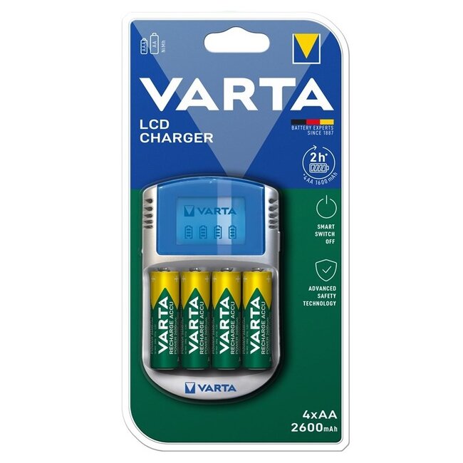 Varta LCD Charger batterijenlader | AA/AAA | incl. 4x AA (HR6) | 2600 mAh