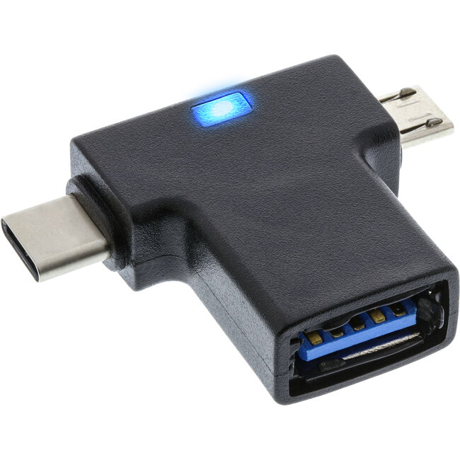 InLine® USB 3.1/2.0 T-adapter, USB-C male of Micro-USB naar A female