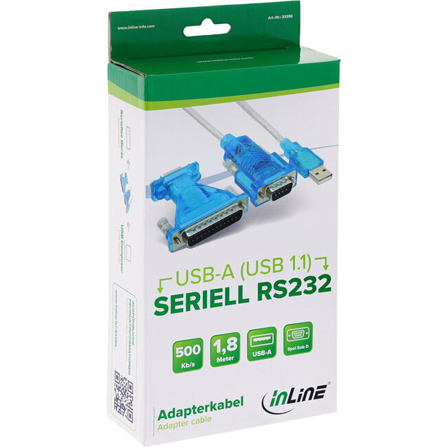InLine® USB-naar-serieel-adapterkabel, USB male naar 9-pin male, met adapter