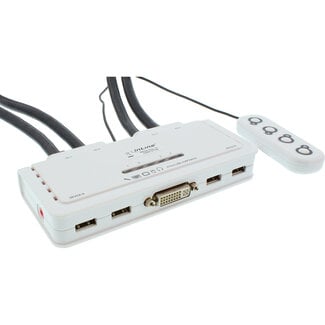 InLine® InLine® 4-Poorts Kabel KVM Switch, DVI-D, USB, met audio