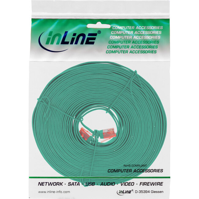InLine® Patchkabel plat, U/UTP, Cat.6, groen, 5m