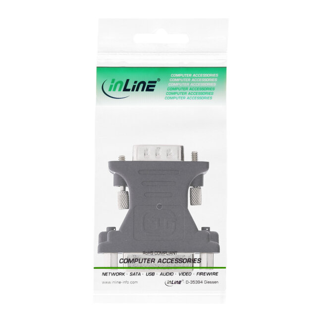 InLine® DVI-A adapter, analoge 24+5 female naar 15-pin  HD male (VGA)
