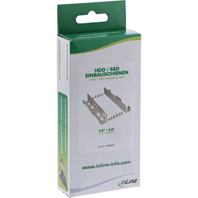 InLine® HDD/SSD montagerails, 2x 6,35cm (2,5") tot 8,89cm (3,5"), zilver
