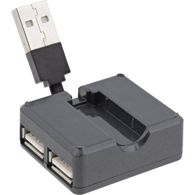 InLine® USB 2.0 4-poorts hub, USB-A male naar 4x USB-A female, kabel 4cm