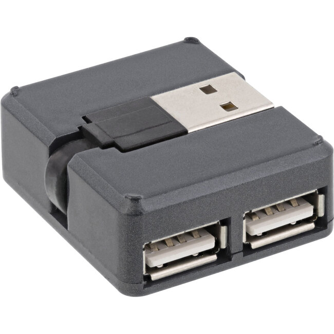 InLine® USB 2.0 4-poorts hub, USB-A male naar 4x USB-A female, kabel 4cm