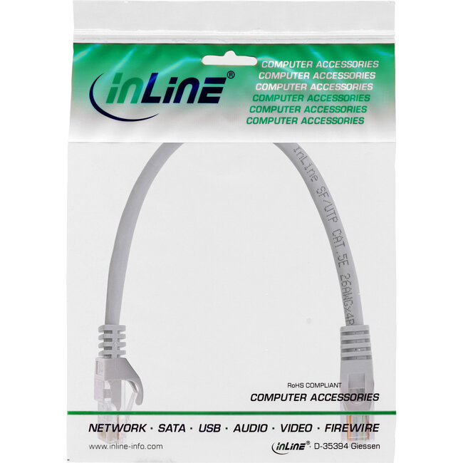 InLine® Patchkabel, U/UTP, Cat.5e, grijs, 0,3m