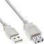 InLine® USB 2.0 kabel, male / female, type A, beige/grijs, 0,5m
