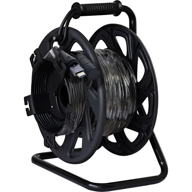 InLine® HDMI kabelhaspel, AOC HDMI 2.1 kabel, 8K/60Hz, versterkt, zwart, 50m