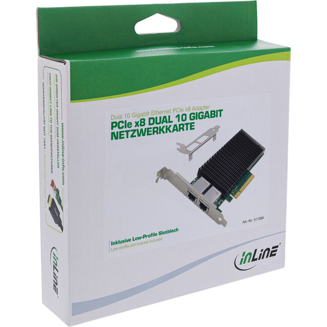 InLine® Dual 10-Gigabit netwerkkaart, 2x RJ45 10Gb/s, PCIe x8