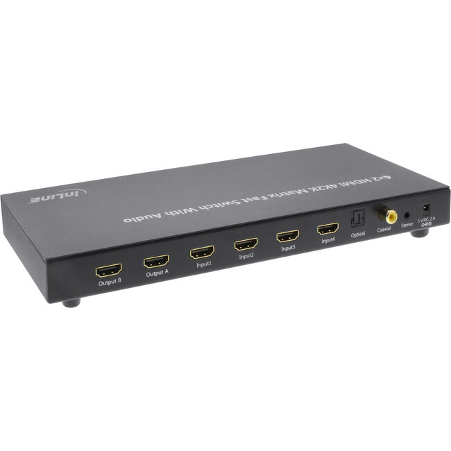 InLine® HDMI matrix switch / switcher, 4K2K, 4 ingangen naar 2 uitgangen