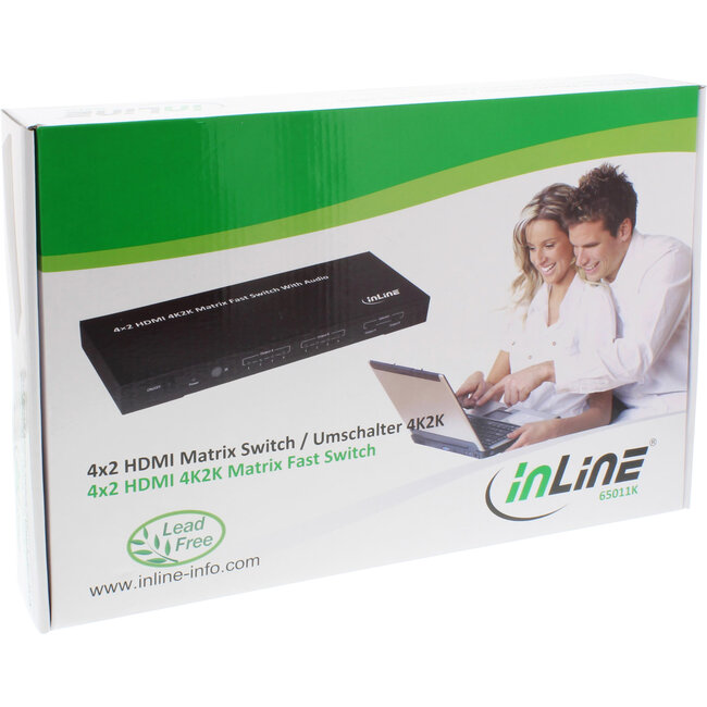 InLine® HDMI matrix switch / switcher, 4K2K, 4 ingangen naar 2 uitgangen